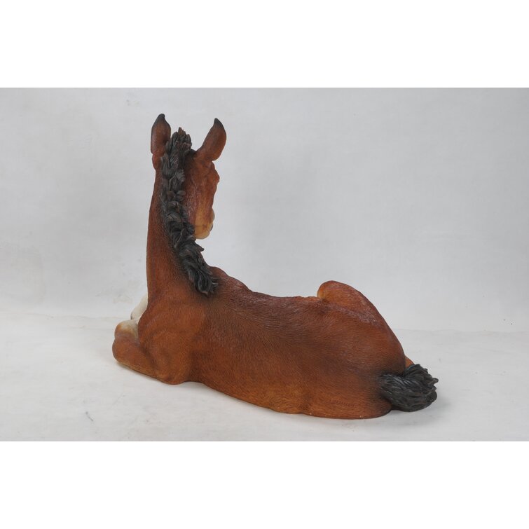 Large Laying Down Horse Colt Statue